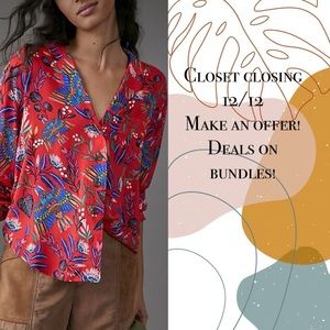 Anthropologie Super Nice Letters Buttondown Size L EUC